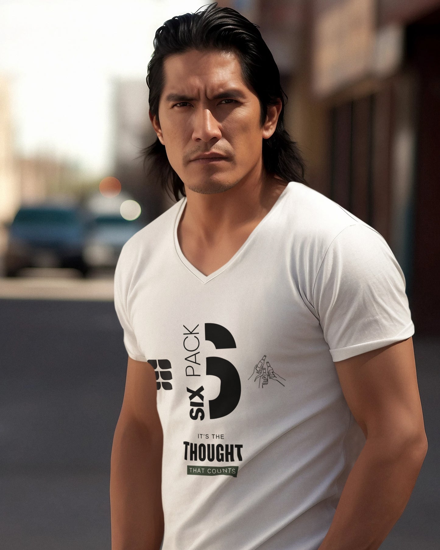 Men’s Cotton T-Shirt | Regular Fit | V Neck | Short Sleeve | SIX PACK