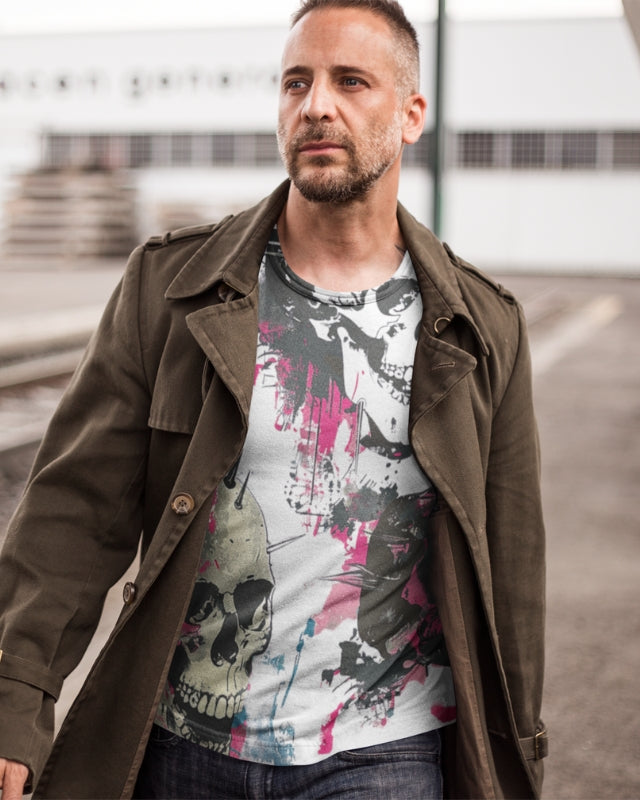 Men’s Polyster T-Shirt | All Over Print | Regular Fit | Round Neck | Short Sleeve | SKULL