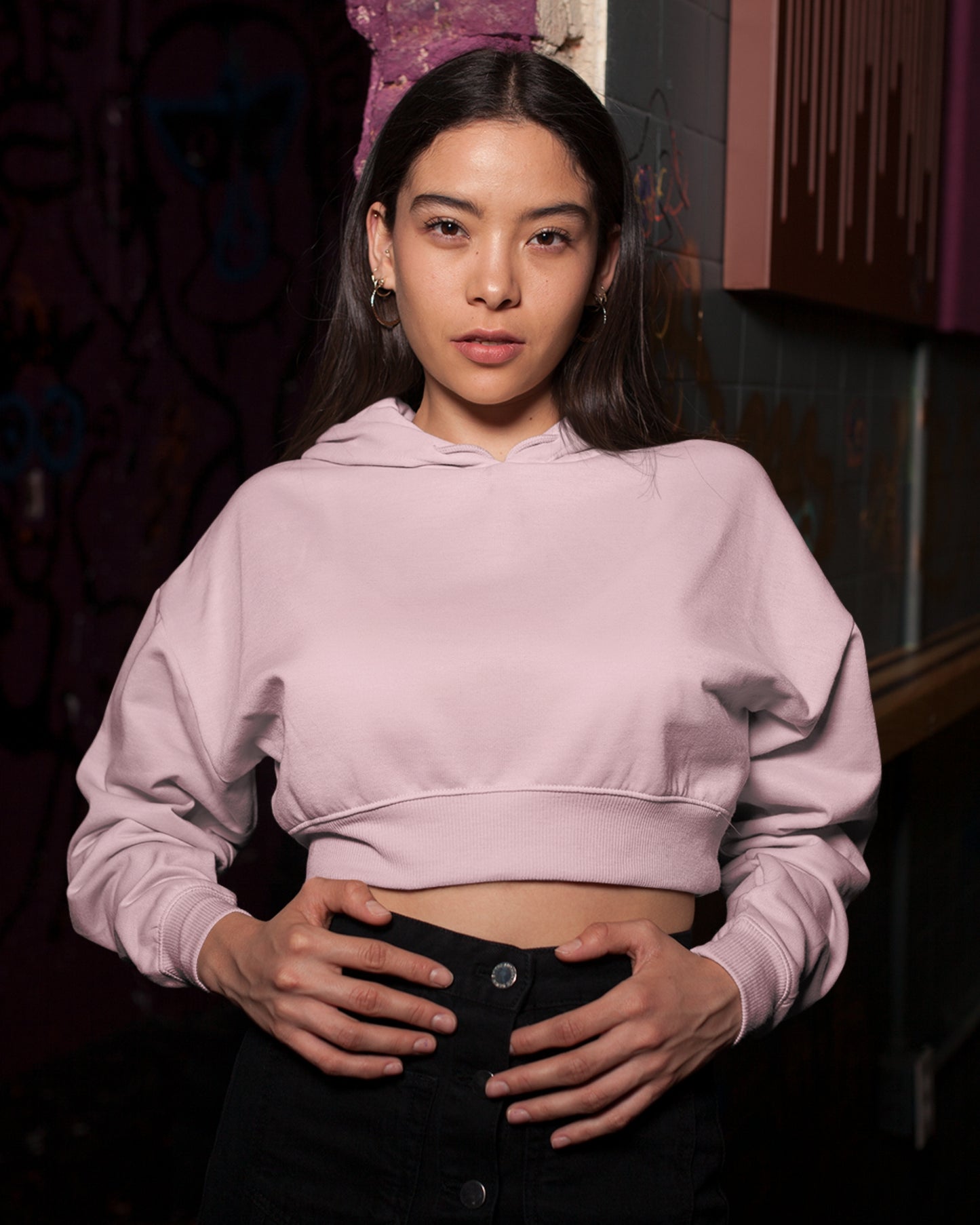 Women’s Cotton Crop Hoodie | Regular Fit | Long Sleeve | PLAIN