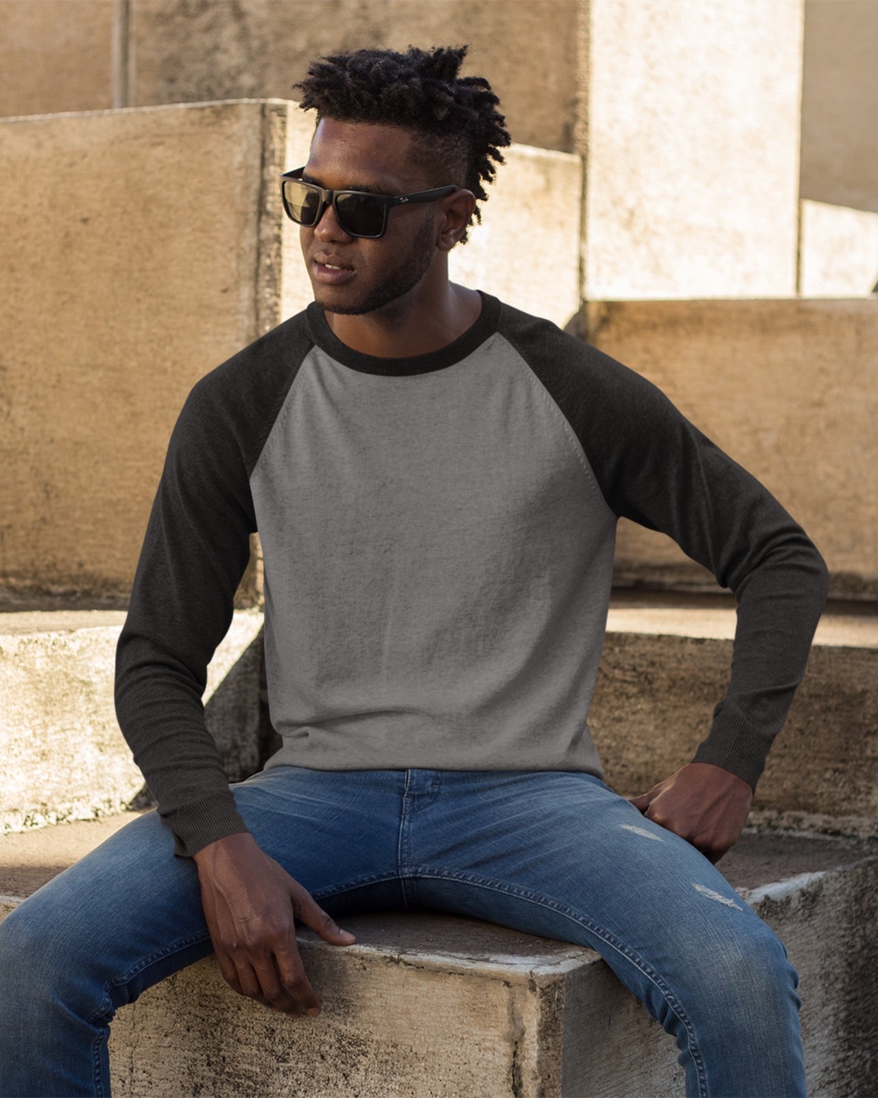 Men’s Raglan TShirt | Regular Fit | Full Sleeve | PLAIN