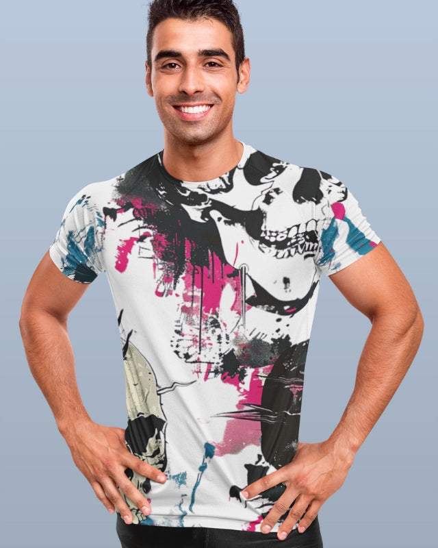 Men’s Polyster T-Shirt | All Over Print | Regular Fit | Round Neck | Short Sleeve | SKULL