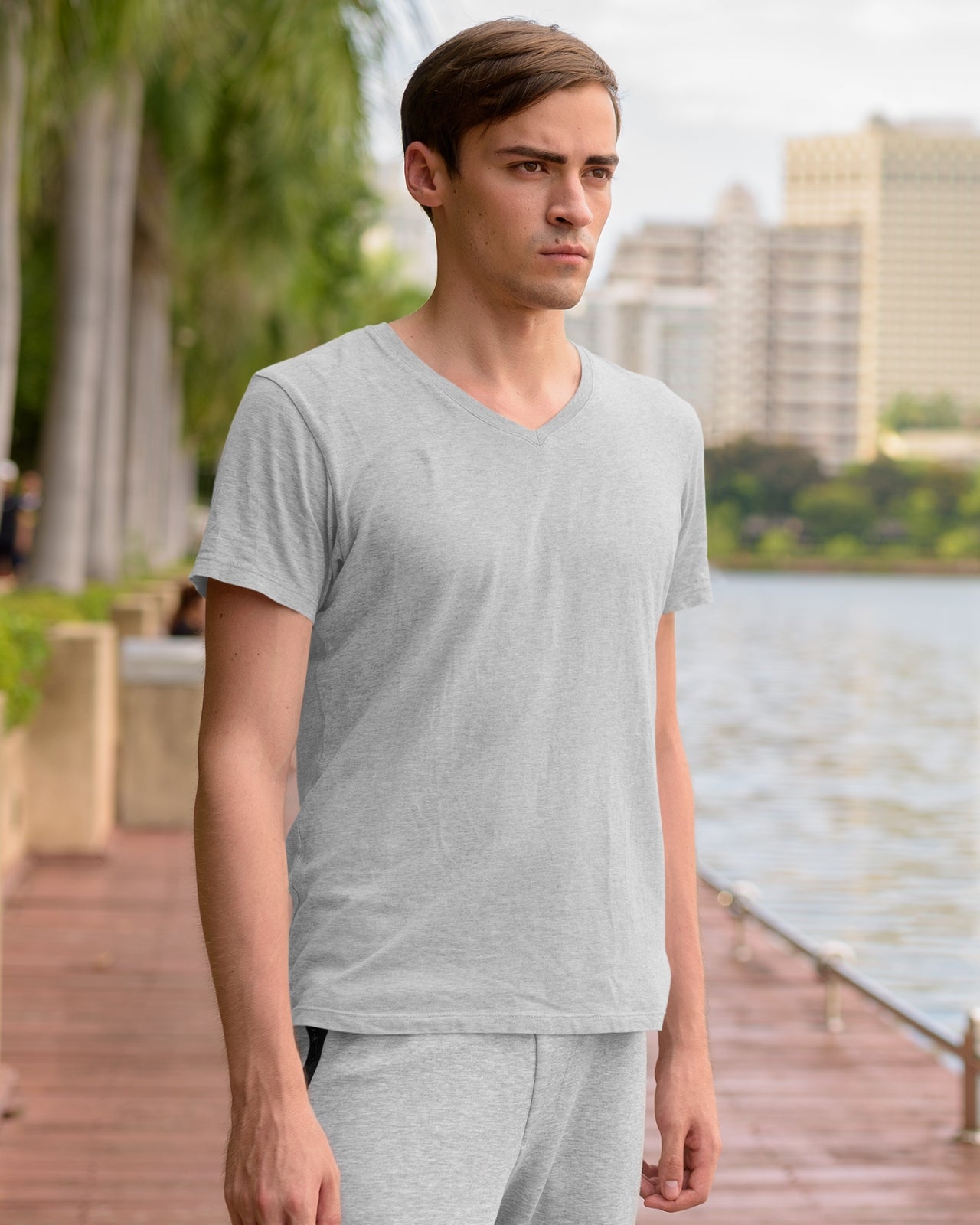 Men's V-Neck Cotton T-Shirt | Regular Fit | V Neck | Short Sleeve | PLAIN