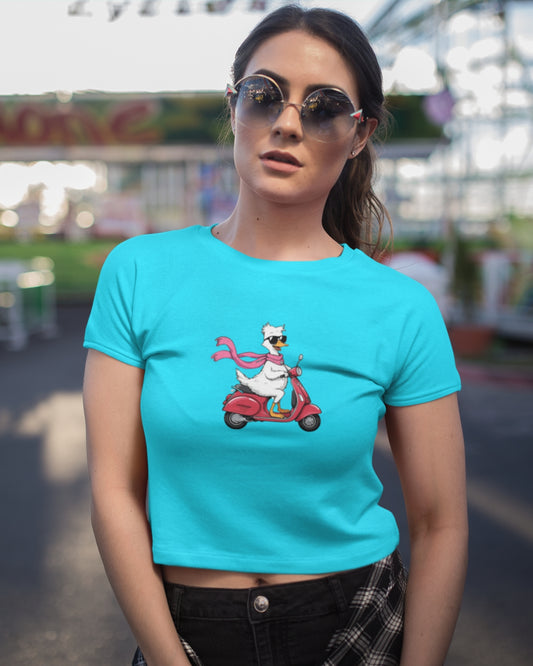 Women’s Cotton Crop Top | Regular Fit | Round Neck | Short Sleeve | QUIRK-1