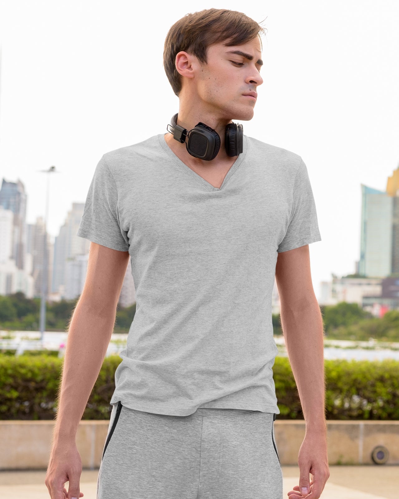 Men's V-Neck Cotton T-Shirt | Regular Fit | V Neck | Short Sleeve | PLAIN