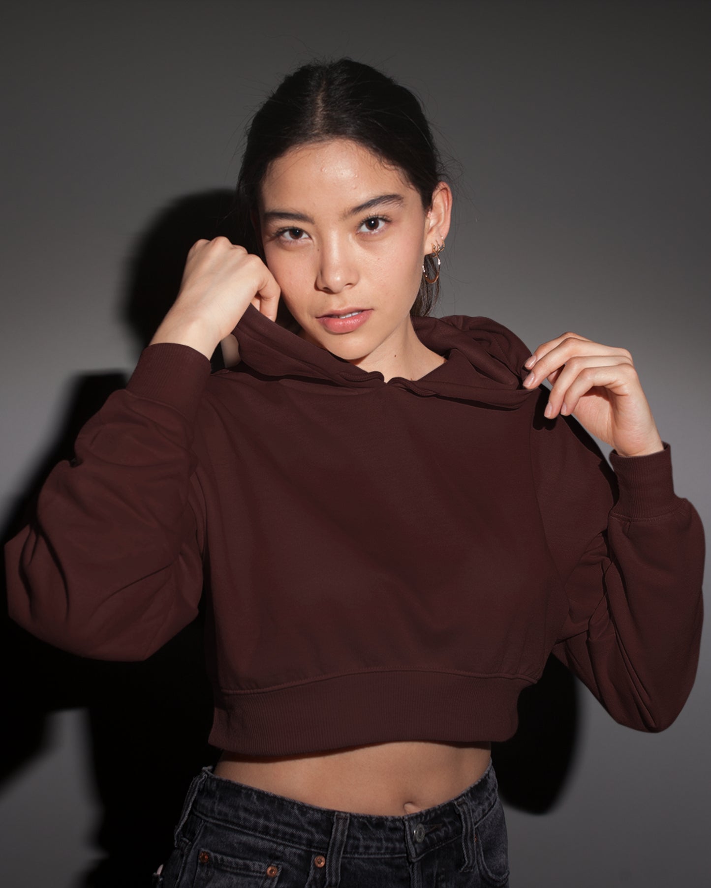 Women’s Cotton Crop Hoodie | Regular Fit | Long Sleeve | PLAIN